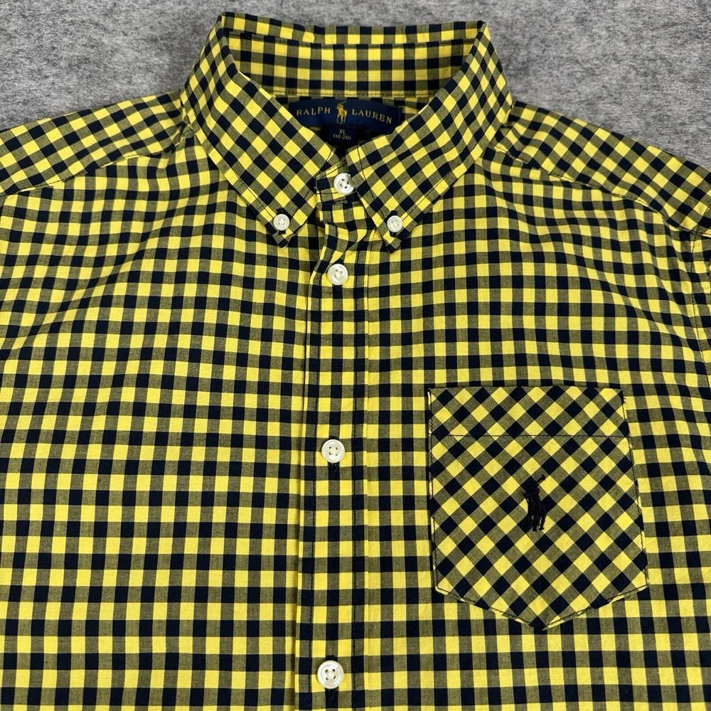 Ralph Lauren Button Down Shirt Long Sleeve Plaid Check Boys XL